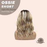 JBEXTENSION 14 Inches Scalpiana Wave Light Mix Blonde 3.5X4 Hard Silky Top Natural Scalp Effect Wig with Bangs OSSIE SHORT - LIGHT MIX BLONDE