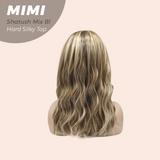 JBEXTENSION 16 Inches Scalpiana 3.5X4 Hard Silky Top Natural Scalp Effect Shatush Mix Blonde Body Wave Wig with Bangs Wig MIMI SILK TOP - SHATUSH MIX BLONDE