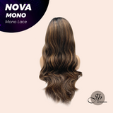 JBEXTENSION NOVA MONO Monofilament Handmade Wig 6X5 Full Monofilament Hand Tied Top Wig 25 Inches Ombre Brown Curly Mono Lace Handmade Futura Fiber Glueless Black Sapphire Wig NOVA MONO【BENDY EAR TABS】