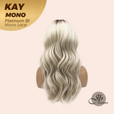 JBEXTENSION KAY MONO Full Monofilament Handmade Full Lace Full Hand Tied Wig 19 Inches Platinum Blonde Mono Lace Handmade Futura Fiber Wig with Anti-slip Silicone Strips Glueless Wig KAY MONO - PLATINUM BLONDE【BENDY EAR TABS】