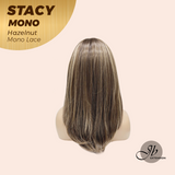 JBEXTENSION STACY MONO Monofilament Handmade Wig 6X5 Full Monofilament Hand Tied Top Wig 18 Inches Hazelnut Mono Lace Wig with Anti-slip Silicone Strips Glueless Wig STACY MONO - HAZELNUT【BENDY EAR TABS】