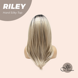 JBEXTENSION 21 Inches Scalpiana Dark Blonde with Dark Root 3.5X4 Hard Silky Top Natural Scalp Effect Wig with Bangs RILEY