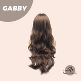 JBEXTENSION 27 Inches Long Curly Mocha Brown Wig With Bangs GABBY