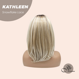 JBEXTENSION 15 Inches Mix Blonde Pre-Cut T Part Snowflake Lace Frontlace Glueless Wig KATHLEEN【BENDY EAR TABS】