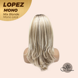 JBEXTENSION LOPEZ MONO Full Monofilament Handmade Full Lace Full Hand Tied Wig 18 Inches Mix Blonde Mono Lace Handmade Futura Fiber Wig with Anti-slip Silicone Strips Glueless Wig LOPEZ MONO - MIX BLONDE【BENDY EAR TABS】