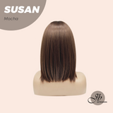 JBEXTENSION 14 Inches Short Bob Cut Mocha Wig with Bangs SUSAN MOCHA