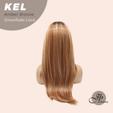 JBEXTENSION 22 Inches Amber Bronze Pre-Cut Snowflake Lace Frontlace Glueless Wig KEL AMBER BRONZE【PERMATEASE】【BENDY EAR TABS】- M/L