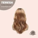 JBEXTENSION 18 Inches Amber Bronze Pre-Cut Snowflake Lace Frontlace Glueless Wig TERESA AMBER BRONZE【PERMATEASE】【BENDY EAR TABS】- M/L
