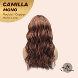 JBEXTENSION CAMILLA MONO Monofilament Handmade Wig 6X5 Full Monofilament Hand Tied Top Wig 20 Inches Reddish Copper Mono Lace Wig With Anti-slip Silicone Strips Glueless Wig CAMILLA MONO REDDISH COPPER【BENDY EAR TABS】
