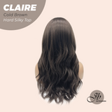 JBEXTENSION 22 Inches Scalpiana Cold Brown 3.5X4 Hard Silky Top Natural Scalp Effect Women Wig with Bangs CLAIRE SILKY TOP - COLD BROWN