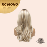 JBEXTENSION KC MONO Monofilament Handmade Wig 6X5 Full Monofilament Hand Tied Top Wig 18 Inches Curly Mix Blonde Mono Lace Wig with Anti-slip Silicone Strips Glueless Wig KC MONO【BENDY EAR TABS】