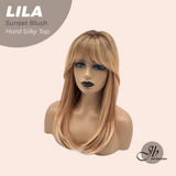 JBEXTENSION 20 Inches Scalpiana Sunset Blush Wolf Cut 3.5X4 Hard Silky Top Natural Scalp Effect Wig With Bangs LILA SUNSET BLUSH