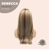 JBEXTENSION 20 Inches Long Mix Blonde Women Pre-Cut Frontlace Glueless Wig REBECCA MIX BLONDE