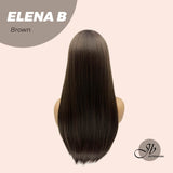 JBEXTENSION 22 Inches Straight Brown Wig With Bangs ELENA B BROWN