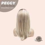 JBEXTENSION 19 Inches Long Straight Dark Mix Blonde Pre-Cut Side Part Snowflake Lace Frontlace Glueless Wig PEGGY DARK MIX BLONDE【BENDY EAR TABS】
