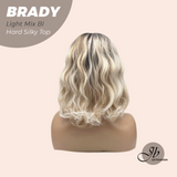 JBEXTENSION 12 Inches Scalpiana Wave Light Mix Blonde 3.5X4 Hard Silky Top Natural Scalp Effect Wig with Bangs BRADY LIGHT MIX BLONDE