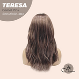 JBEXTENSION 18 Inches Camel Pink Pre-Cut Snowflake Lace Frontlace Glueless Wig TERESA CAMEL PINK【PERMATEASE】【BENDY EAR TABS】- S/M