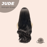 JBEXTENSION 28 Inches Long Curly Midnight Brown(Black/Brown) Wig with Bangs JUDE MIDNIGHT BROWN