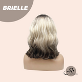 JBEXTENSION 12 Inches Bob Ombre Rooted Blonde Wavy Wig with Bangs BRIELLE
