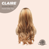 JBEXTENSION 22 Inches Scalpiana Sunset Blush 3.5X4 Hard Silky Top Natural Scalp Effect Women Wig with Bangs CLAIRE SILKY TOP - SUNSET BLUSH