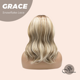 JBEXTENSION 15 Inches Mix Blonde Wave Pre-Cut T Part Snowflake Lace Frontlace Glueless Wig GRACE【BENDY EAR TABS】