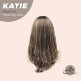 JBEXTENSION 18 Inches Scalpiana Curly Hazelnut 3.5X4 Hard Silky Top Natural Scalp Effect Wig with Bangs KATIE HAZELNUT