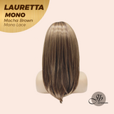 JBEXTENSION LAURETTA MONO Monofilament Handmade Wig 6X5 Full Monofilament Hand Tied Top Wig 17 Inches Mocha Brown Mono Lace Wig with Anti-slip Silicone Strips Glueless Wig LAURETTA MONO - MOCHA BROWN【BENDY EAR TABS】