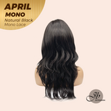 JBEXTENSION APRIL MONO Monofilament Handmade Wig 6X5 Full Monofilament Hand Tied Top Wig 18 Inches Natural Black Mono Lace Wig With Anti-slip Silicone Strips Glueless Wig APRIL MONO NATURAL BLACK【BENDY EAR TABS】