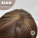 JBEXTENSION 16 Inches Brown Highlight Wave Top Snowflake Lace Glueless Wig SIAN HIGHLIGHT【PERMATEASE】【BENDY EAR TABS】