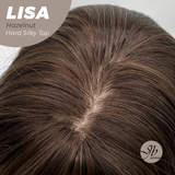 JBEXTENSION 26 Inches Scalpiana Long Curly Hazelnut 3.5X4 Hard Silky Top Natural Scalp Effect Wig with Bangs LISA BLONDE HAZELNUT