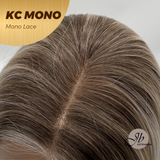 JBEXTENSION KC MONO Monofilament Handmade Wig 6X5 Full Monofilament Hand Tied Top Wig 18 Inches Curly Mix Blonde Mono Lace Wig with Anti-slip Silicone Strips Glueless Wig KC MONO【BENDY EAR TABS】