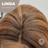 JBEXTENSION 18 Inches Copper Pre-Cut T Part Snowflake Lace Frontlace Glueless Wig LINDA SNOWFLAKE【BENDY EAR TABS】
