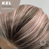 [FINAL SALE] JBEXTENSION 22 Inches Pink Sorbet Pre-Cut Snowflake Lace Frontlace Glueless Wig KEL PINK SORBET【PERMATEASE】【BENDY EAR TABS】- M/L