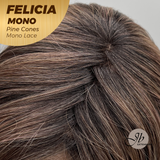 JBEXTENSION FELICIA MONO Full Monofilament Handmade Full Lace Full Hand Tied Wig 11 Inches Pine Cones Mono Lace Handmade Futura Fiber Wig with Anti-slip Silicone Strips Glueless Wig FELICIA MONO - PINE CONES【BENDY EAR TABS】
