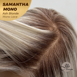 JBEXTENSION SAMANTHA MONO Full Monofilament Handmade Full Lace Full Hand Tied Wig 17 Inches Ash Blonde Mono Lace Handmade Futura Fiber Wig with Anti-slip Silicone Strips Glueless Wig SAMANTHA MONO ASH BLONDE【BENDY EAR TABS】