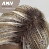 JBEXTENSION 10 Inches Mix Blonde Pre-Cut Side Part Snowflake Lace Frontlace Glueless Wig ANN MIX BLONDE【BENDY EAR TABS】
