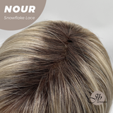 JBEXTENSION 11 Inches Mix Blonde Curly Pre-Cut T Part Snowflake Lace Frontlace Glueless Wig NOUR【BENDY EAR TABS】