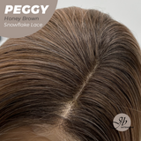 JBEXTENSION 19 Inches Long Straight Honey Brown Pre-Cut Side Part Snowflake Lace Frontlace Glueless Wig PEGGY HONEY BROWN【BENDY EAR TABS】