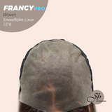 JBEXTENSION 24 Inches Long Wave Brown Pre-Cut 13X6 Free Part Snowflake Lace Frontlace Glueless Wig FRANCY PRO - BROWN【BENDY EAR TABS】