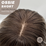 JBEXTENSION 14 Inches Scalpiana Wave Light Mix Blonde 3.5X4 Hard Silky Top Natural Scalp Effect Wig with Bangs OSSIE SHORT - LIGHT MIX BLONDE
