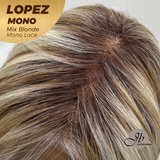 JBEXTENSION LOPEZ MONO Full Monofilament Handmade Full Lace Full Hand Tied Wig 18 Inches Mix Blonde Mono Lace Handmade Futura Fiber Wig with Anti-slip Silicone Strips Glueless Wig LOPEZ MONO - MIX BLONDE【BENDY EAR TABS】