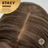 JBEXTENSION STACY MONO Monofilament Handmade Wig 6X5 Full Monofilament Hand Tied Top Wig 18 Inches Hazelnut Mono Lace Wig with Anti-slip Silicone Strips Glueless Wig STACY MONO - HAZELNUT【BENDY EAR TABS】