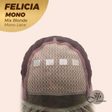 JBEXTENSION FELICIA MONO Full Monofilament Handmade Full Lace Full Hand Tied Wig 11 Inches Mix Blonde Mono Lace Handmade Futura Fiber Wig with Anti-slip Silicone Strips Glueless Wig FELICIA MONO - MIX BLONDE【BENDY EAR TABS】