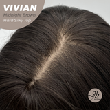 JBEXTENSION 24 Inches Scalpiana Midnight Brown(Black/Brown) Wave 3.5X4 Hard Silky Top Natural Scalp Effect Wig VIVIAN MIDNIGHT BROWN