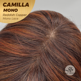 JBEXTENSION CAMILLA MONO Monofilament Handmade Wig 6X5 Full Monofilament Hand Tied Top Wig 20 Inches Reddish Copper Mono Lace Wig With Anti-slip Silicone Strips Glueless Wig CAMILLA MONO REDDISH COPPER【BENDY EAR TABS】