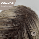 JBEXTENSION 13 Inches Dark Mix Blonde Curly Pre-Cut T Part Snowflake Lace Frontlace Glueless Wig CONNOR【BENDY EAR TABS】
