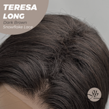JBEXTENSION 22 Inches Long Dark Brown Pre-Cut Snowflake Lace Frontlace Glueless Wig TERESA LONG DARK BROWN【PERMATEASE】【BENDY EAR TABS】- M/L