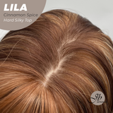 JBEXTENSION 20 Inches Scalpiana Cinnamon Spice Wolf Cut 3.5X4 Hard Silky Top Natural Scalp Effect Wig With Bangs LILA CINNAMON SPICE