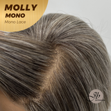 JBEXTENSION MOLLY MONO Monofilament Handmade Wig 6X5 Full Monofilament Hand Tied Top Wig 18 Inches Ash Blonde Mono Lace Wig with Anti-slip Silicone Strips Glueless Wig MOLLY MONO【BENDY EAR TABS】