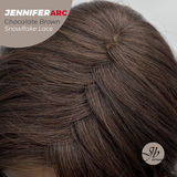 JBEXTENSION 18 Inches Chocolate Brown Deep Curly Pre-Cut Arc Snowflake Lace Frontlace Glueless Wig JENNIFER ARC - CHOCOLATE BROWN【 BENDY EAR TABS 】